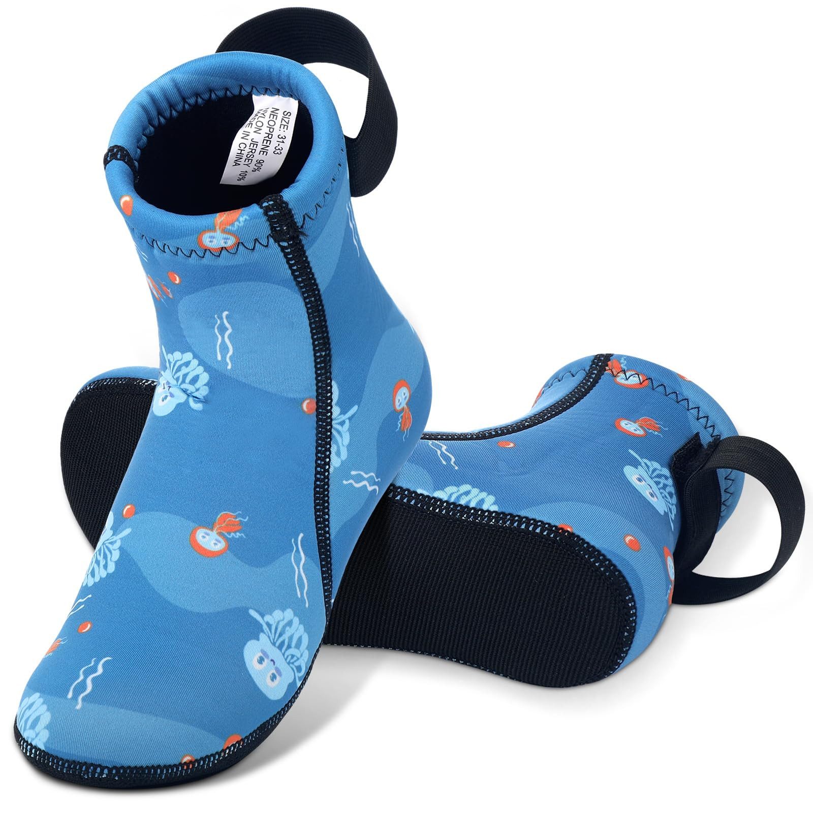 RWEUOQ Neoprensocken 3mm Neoprensocken, Strandsocken Tauchsocken für Kinder rutschfest (Neoprensocken für Kinder – Schutz, Komfort & rutschfeste Sicherheit, Perfekt für Strand & Wassersport, wärmt & schützt vor rauen Böden) Rutschfest flexibel, wärmeisolierend, einfach anzuziehen sicherer Halt