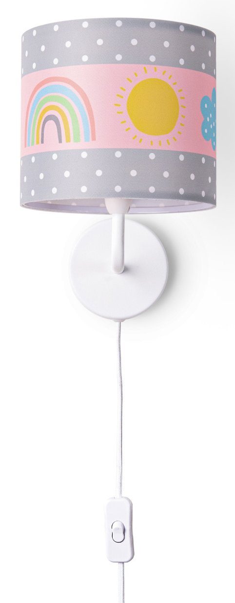 Paco Home Wandleuchte Cosmo 962, ohne Leuchtmittel, Lampe Kinderzimmer Stecker âˆ…18cm Regenbogen Wolken Sonne E14
