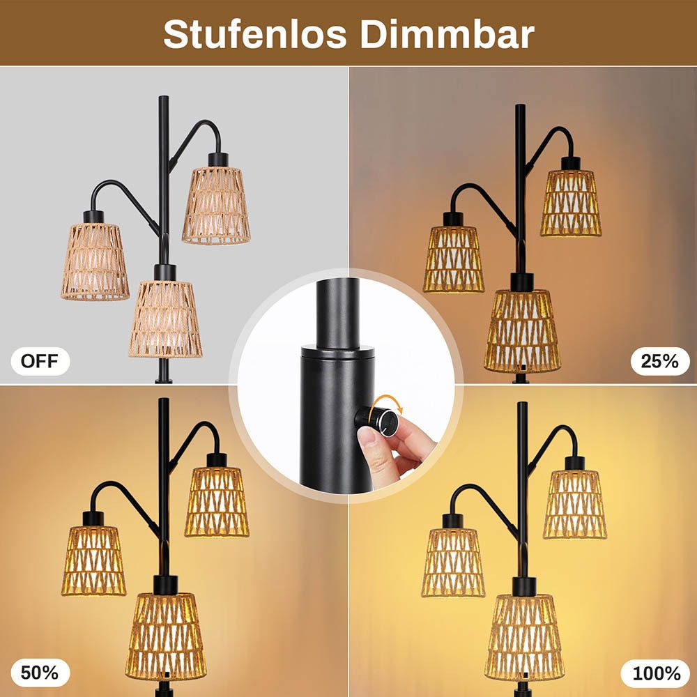 MUPOO Stehlampe LED Stehlampe,Rattan Boho LED günstig online kaufen