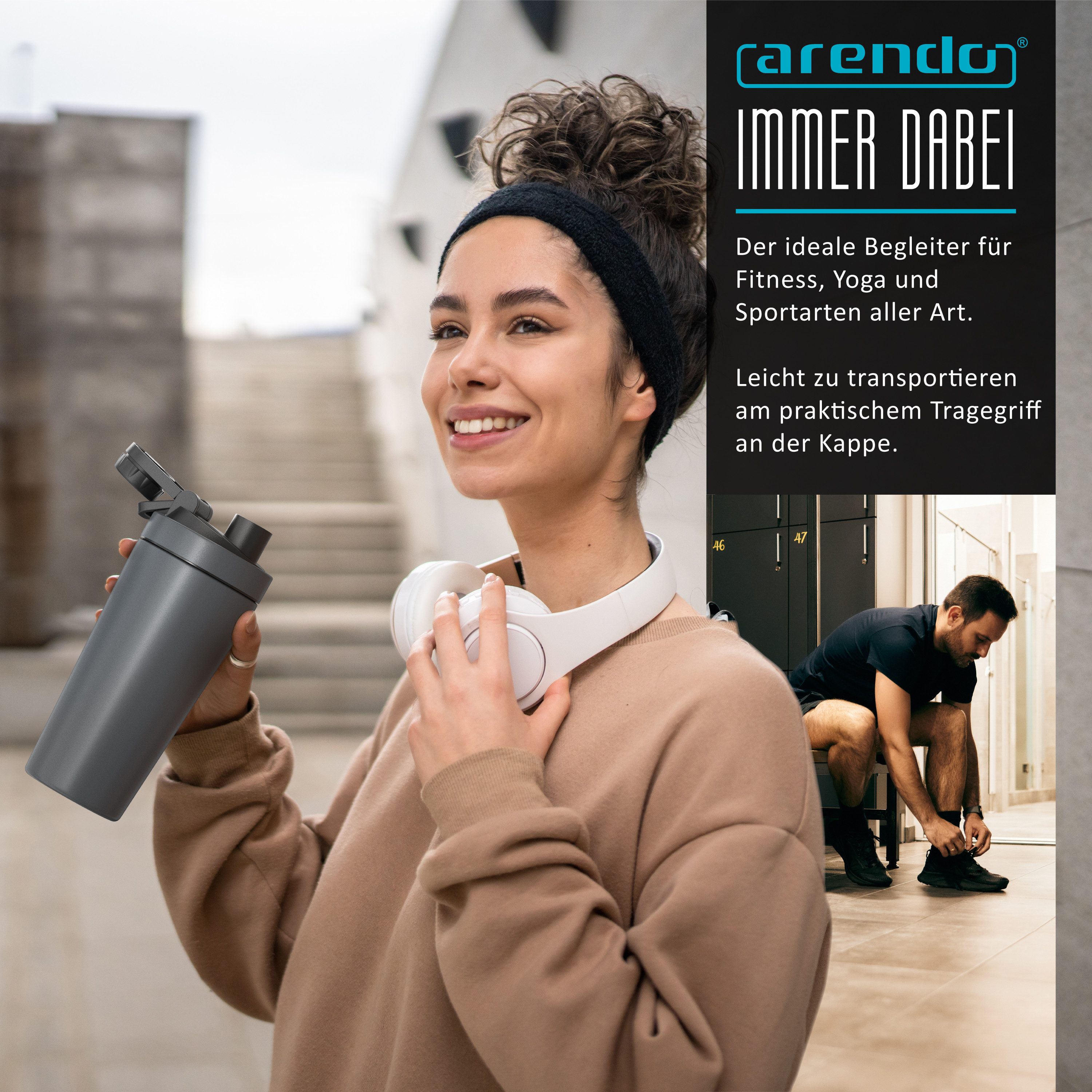 Arendo Protein Shaker Edelstahl Eiweißshaker 750 ml, verschließbar, bruchfest, BPA-frei, Edelstahl, (1-tlg), auslaufsicher, spülmaschinengeeignet, mit Tragegrif – Bild 4 von 5
