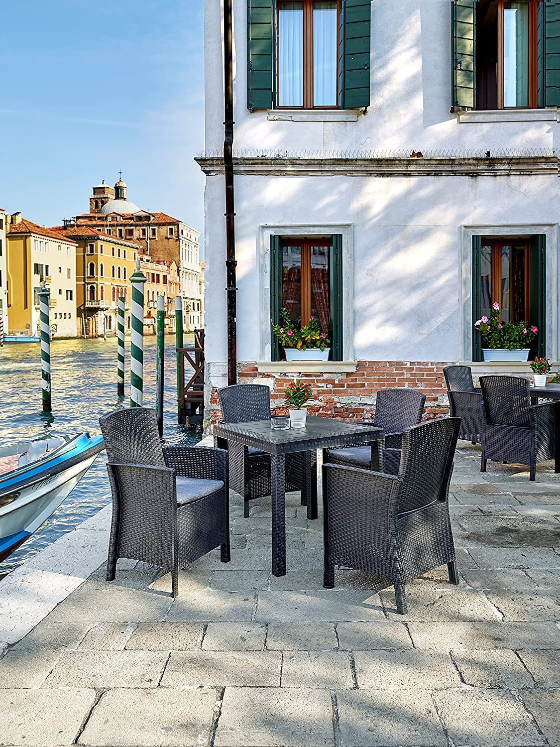 Bica Sitzgruppe Essgruppe Lido Esstisch Dallas mit 4 Sesseln Gartenmöbel günstig online kaufen