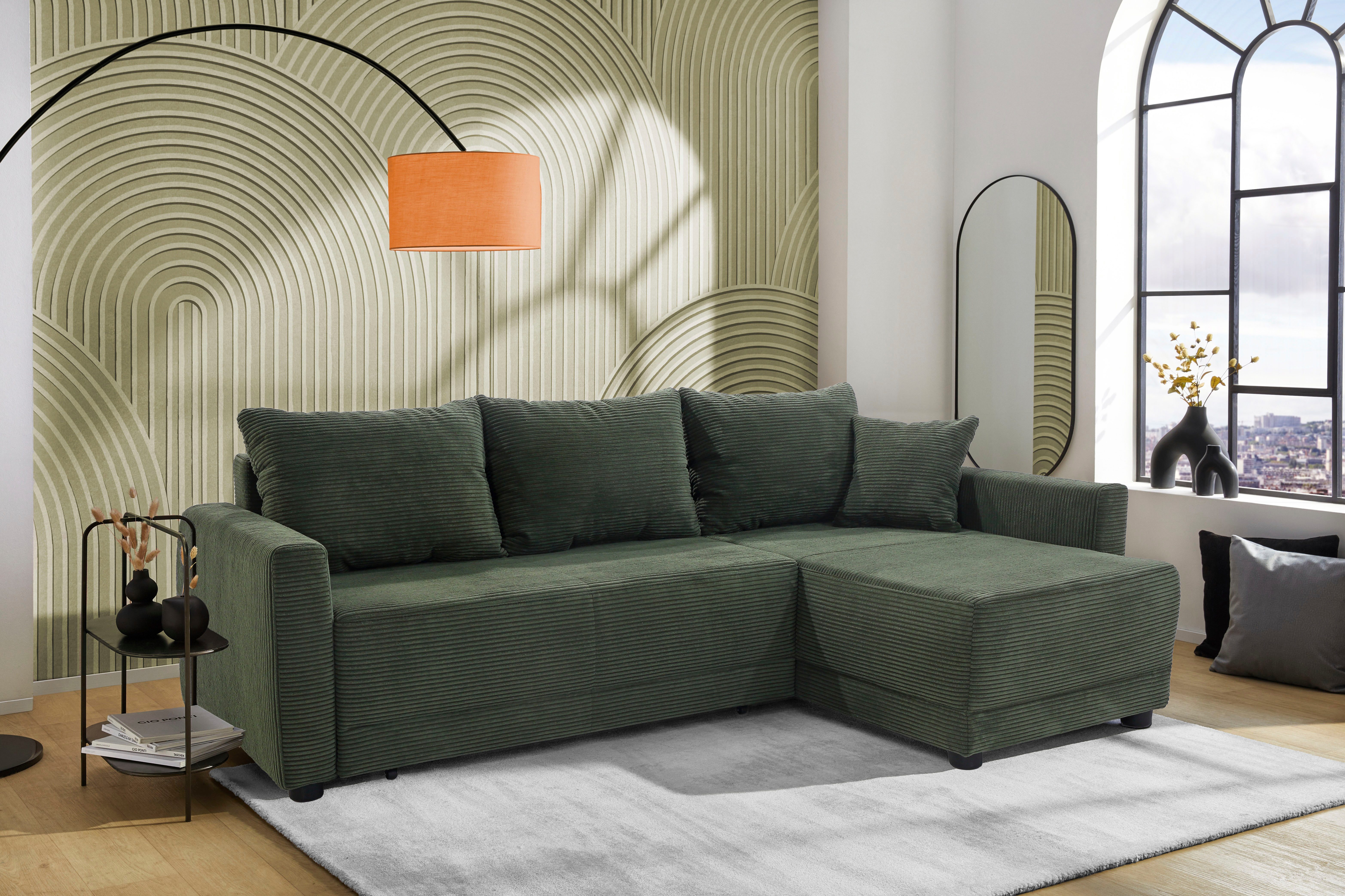 Jockenhöfer Gruppe Ecksofa Venezia L-Form, B: 234 cm, mit Schlaffunktion, Bettkasten & Zierkissen