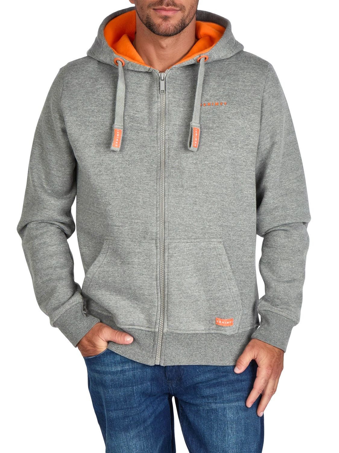 DENIMFY Kapuzensweatjacke Herren Sweatjacke DFLeo Regular Fit Hoodie mit Kängurutasche