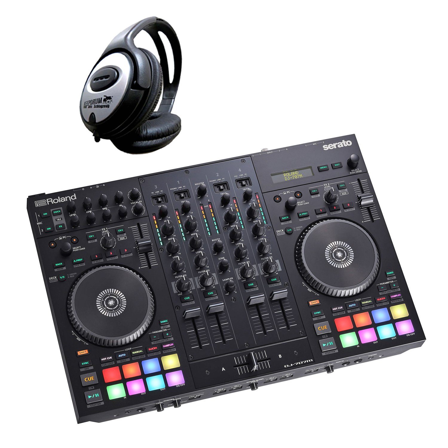 DJ Controller Roland DJ-707M Mobiler DJ-Controller mit Kopfhörer
