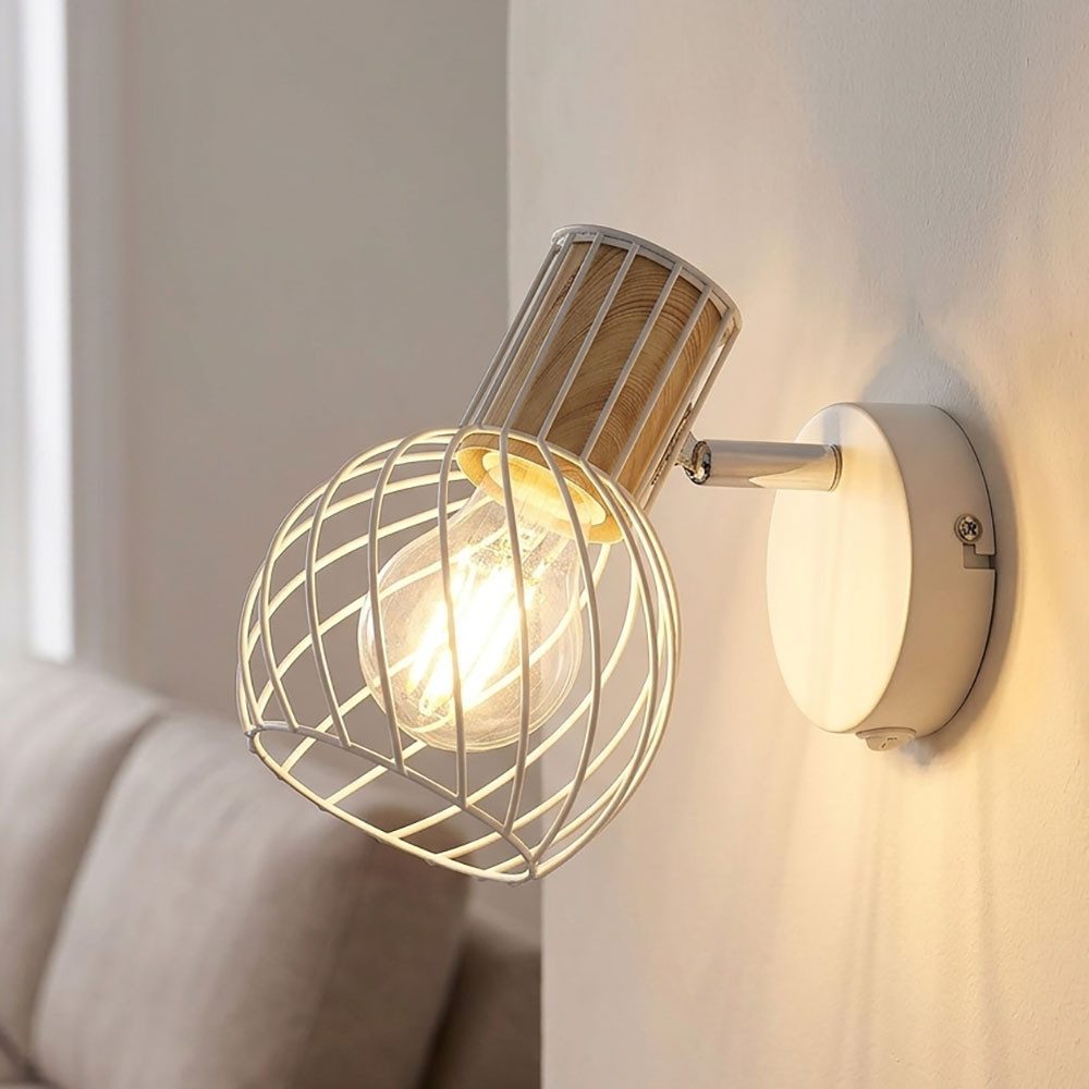GLOBO LIGHTING Wandleuchte, Leuchtmittel nicht inklusive, Wandleuchte Metall Holz Weiss Beweglicher Spot, variationId":
