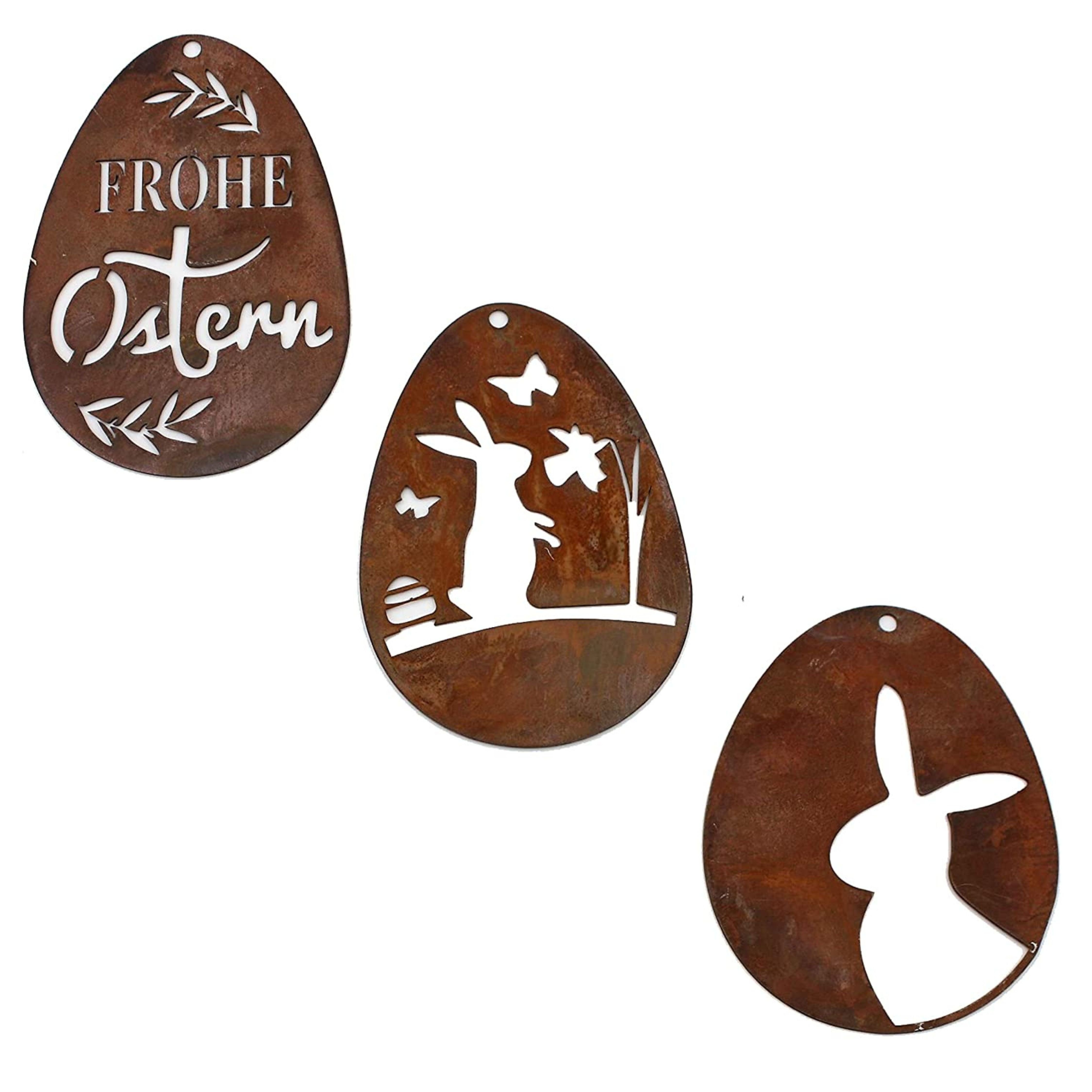 Ostern Ostereier (Set, Rost Deko Frohe zum echter aufhängen 3tlg), Rostikal Osterei