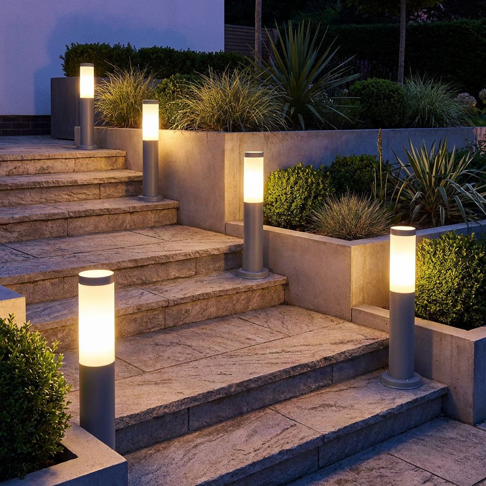 GLOBO LIGHTING Sockelleuchten, Leuchtmittel nicht inklusive, Außen Sockel Steh Lampe anthrazit Garten Weg Beleuchtung Terrassen