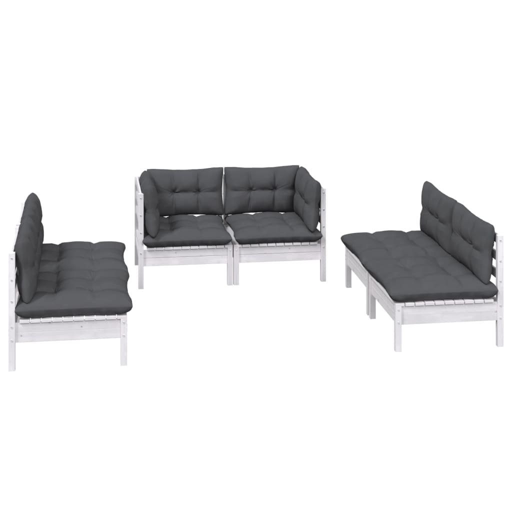 vidaXL Gartenlounge-Set 6-tlg. Garten-Lounge-Set mit Kissen Kiefer Massivholz, (1-tlg)