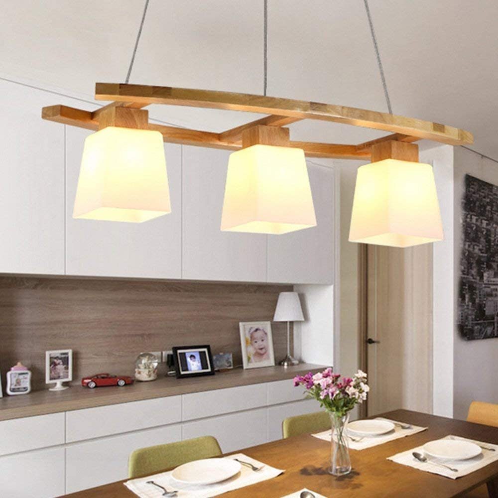 LED Esszimmer Hängelampe retro Holz wechselbar LED Pendelleuchte E27 ZMH Deckenspot Wohnzimmer,