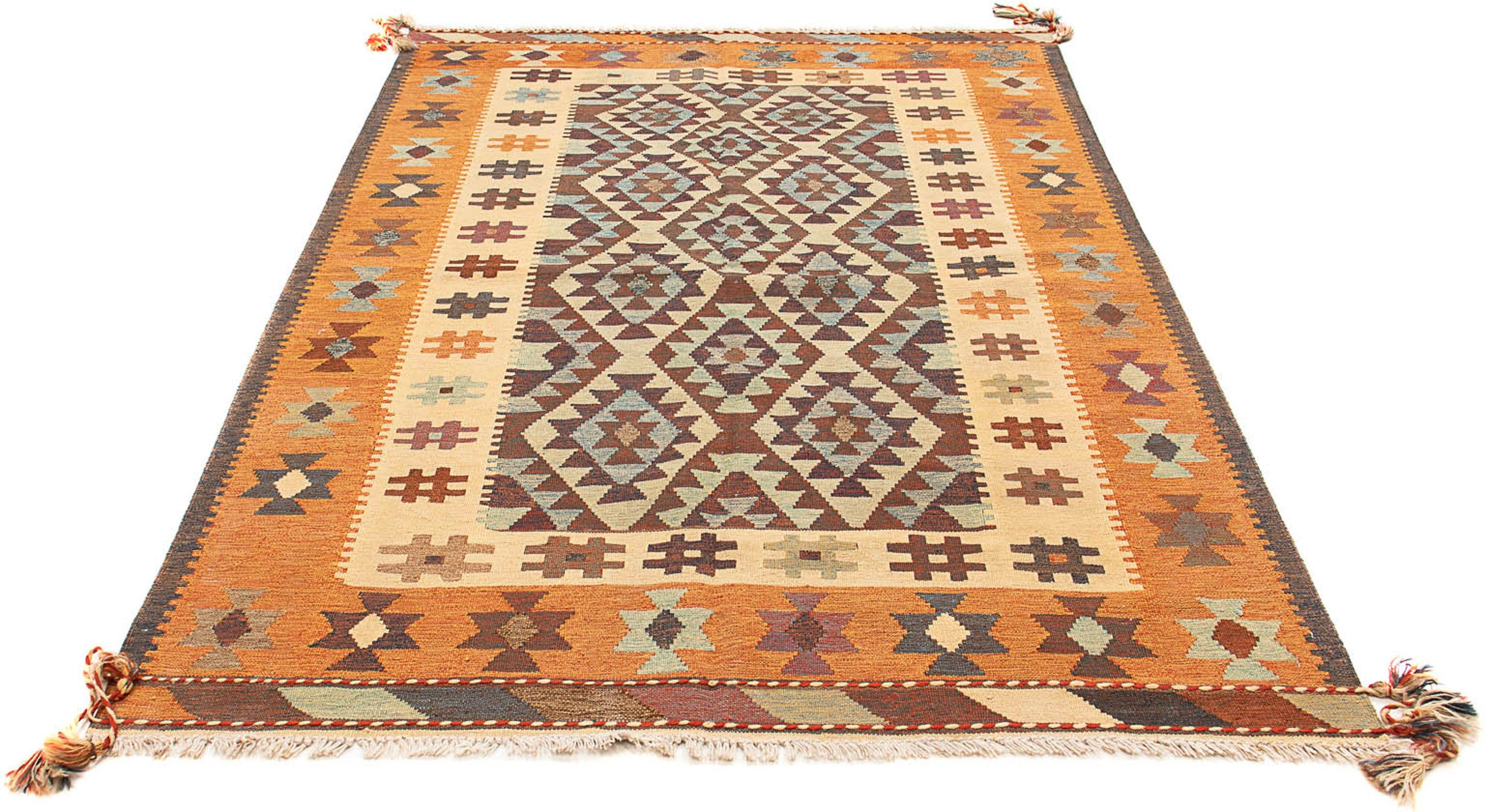 Wollteppich Kelim - Oriental - 202 x 140 cm - mehrfarbig, morgenland, rechteckig, Höhe: 4 mm, Wohnzimmer, Einzelstück