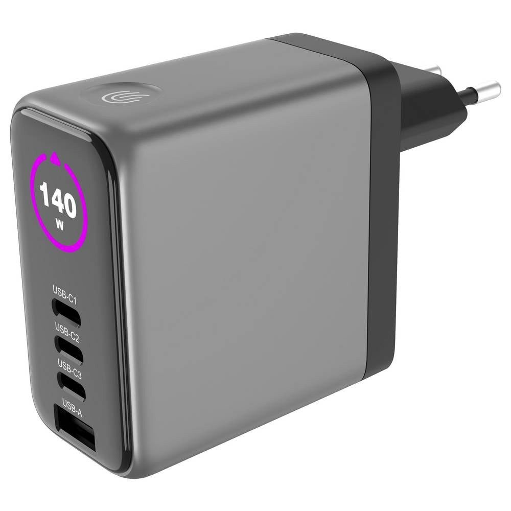VOLTCRAFT UC-140W01 USB Ladegerät 1x USB-A, 3x USB-C® USB PD Schwarz GaN, USB USB-Ladegerät (GaN, USB Power Delivery (USB-PD), Schnellladegerät)