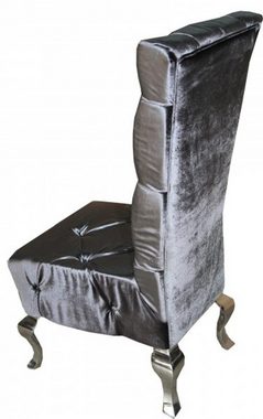Casa Padrino Esszimmerstuhl Barock Esszimmer Stuhl Grau / Silber - Designer Stuhl - Luxus Qualität - Hochlehner Hochlehnstuhl