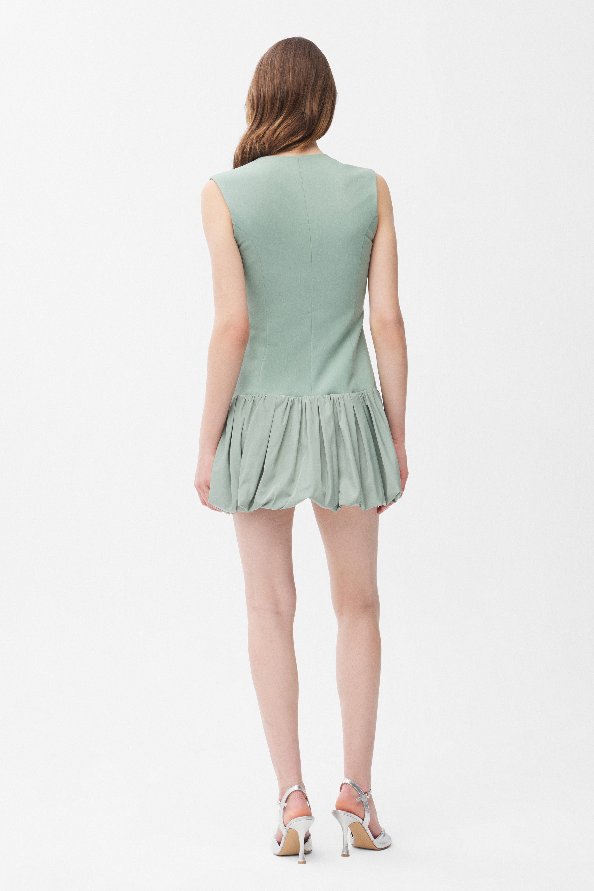 adL Shirtkleid Ärmelloses Taftkleid mit Rüschendetail