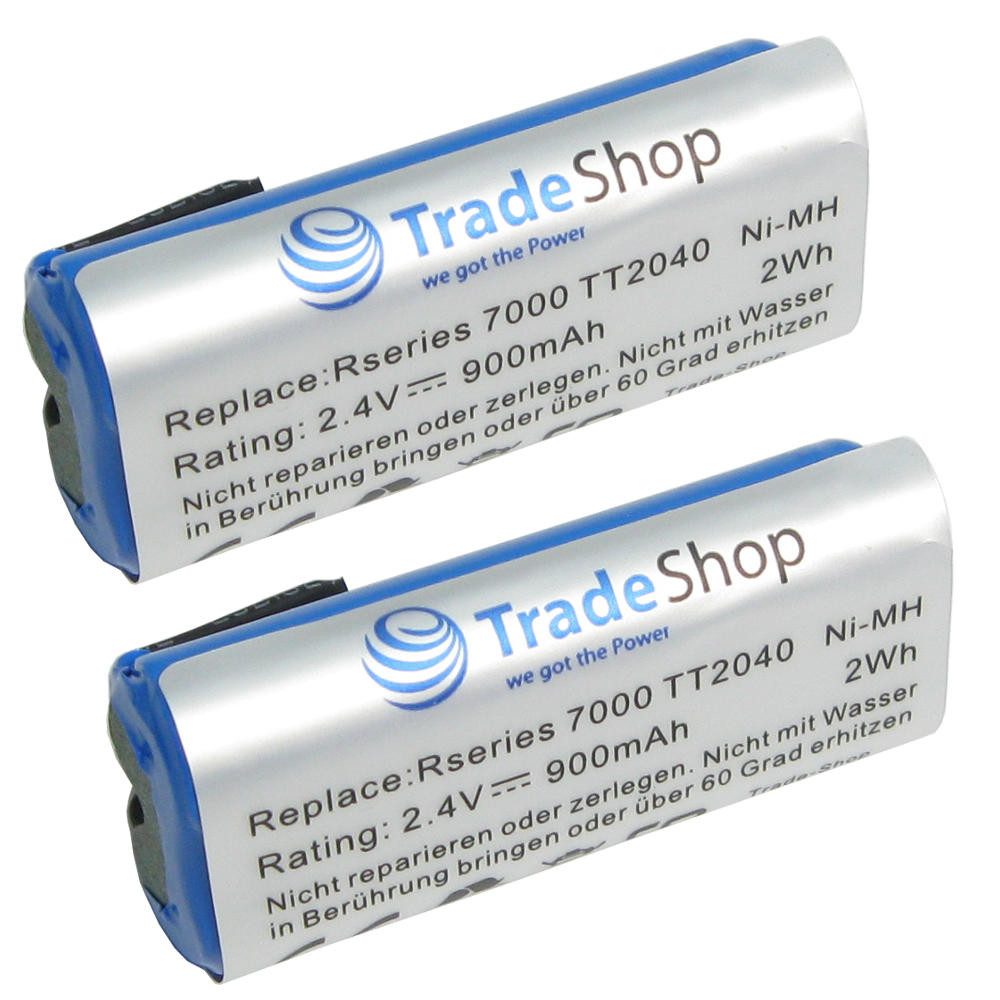 Trade-Shop 2x Akku passend für Philips Bodygroom BG2036/32 R36#92 R45#54 TT2036 Akku Li-Ion 900 mAh (2,4 V)