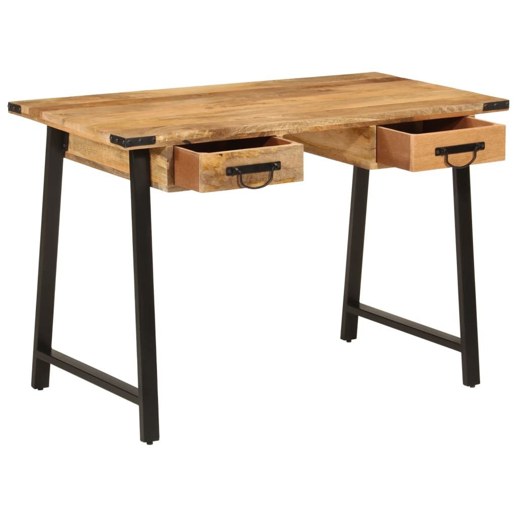 vidaXL Schreibtisch Schreibtisch mit Schubladen 105x55x70 cm Massivholz Mango Eisen