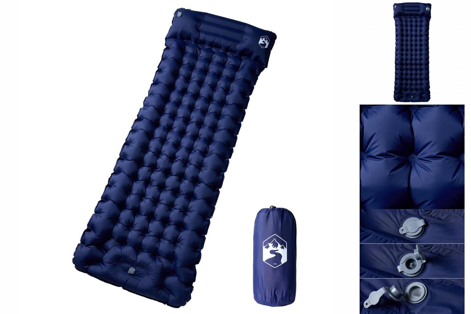 vidaXL Luftbett Isomatte mit Integriertem Kissen Selbstaufblasend Marineblau