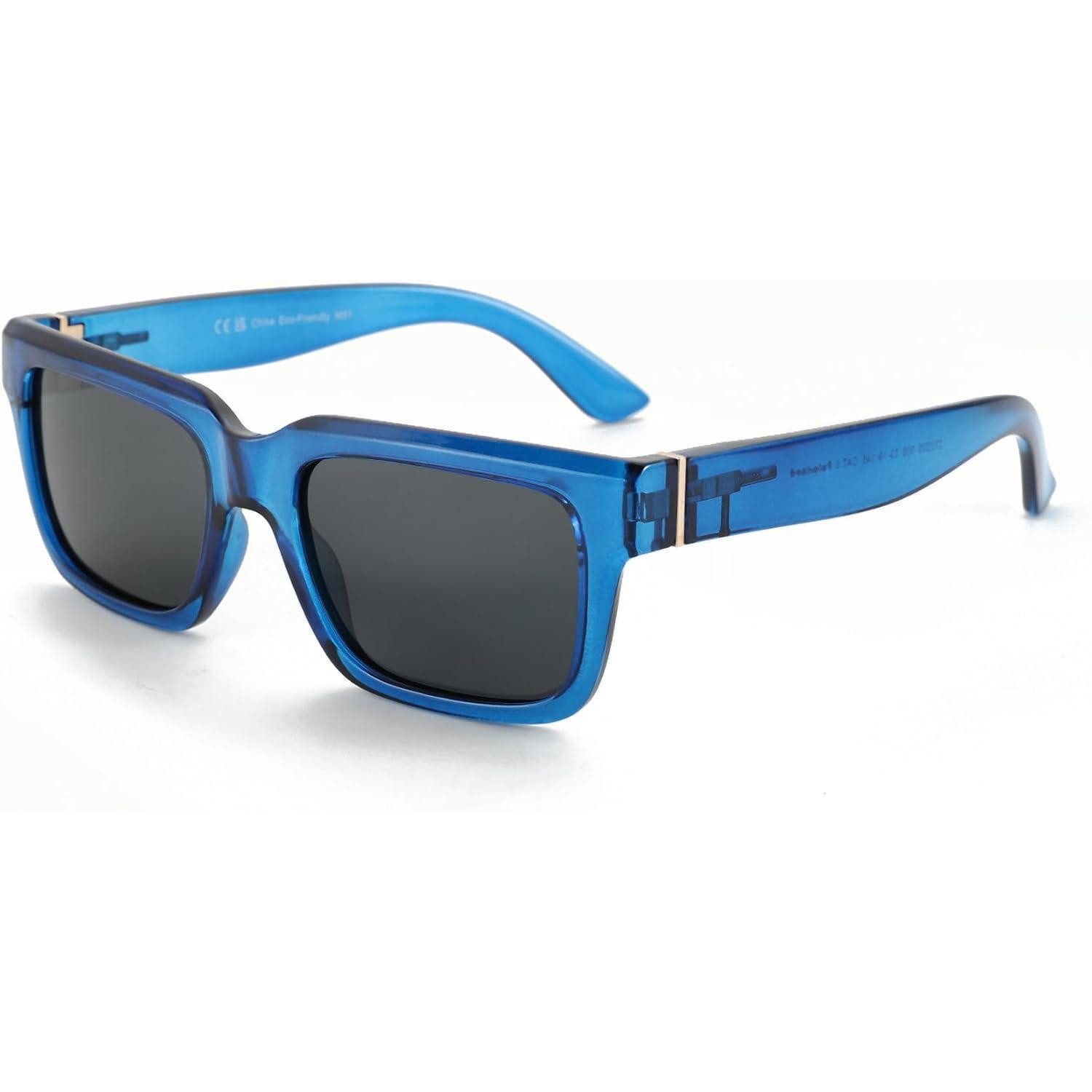 LuxusKollektion Sonnenbrille Sonnenbrillen rechteckig Herren Damen polarisiert M Kristall Blau Grau
