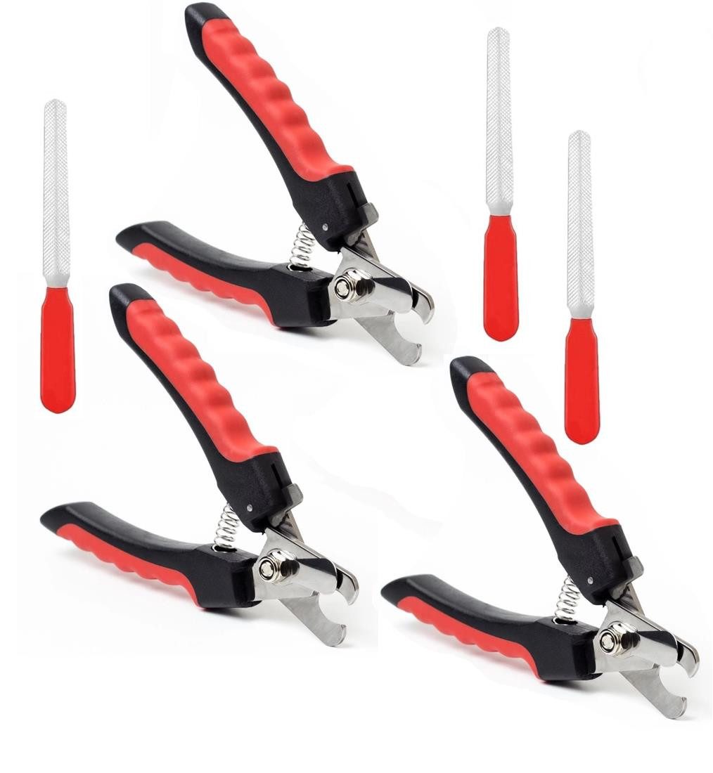 Krallenschneider Set aus 3 x Krallenzange und 3 x Krallenfeile, 12,2cm Krallenschere