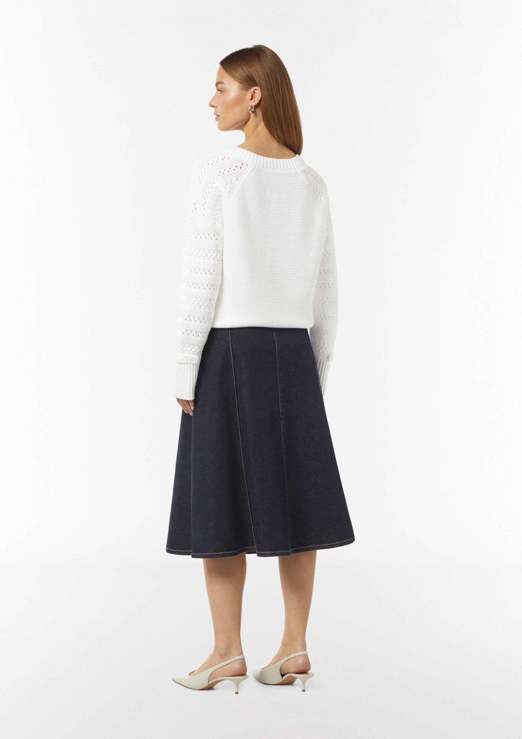 comma Longpullover Strickpullover Strickpullover mit Riegel-Detail