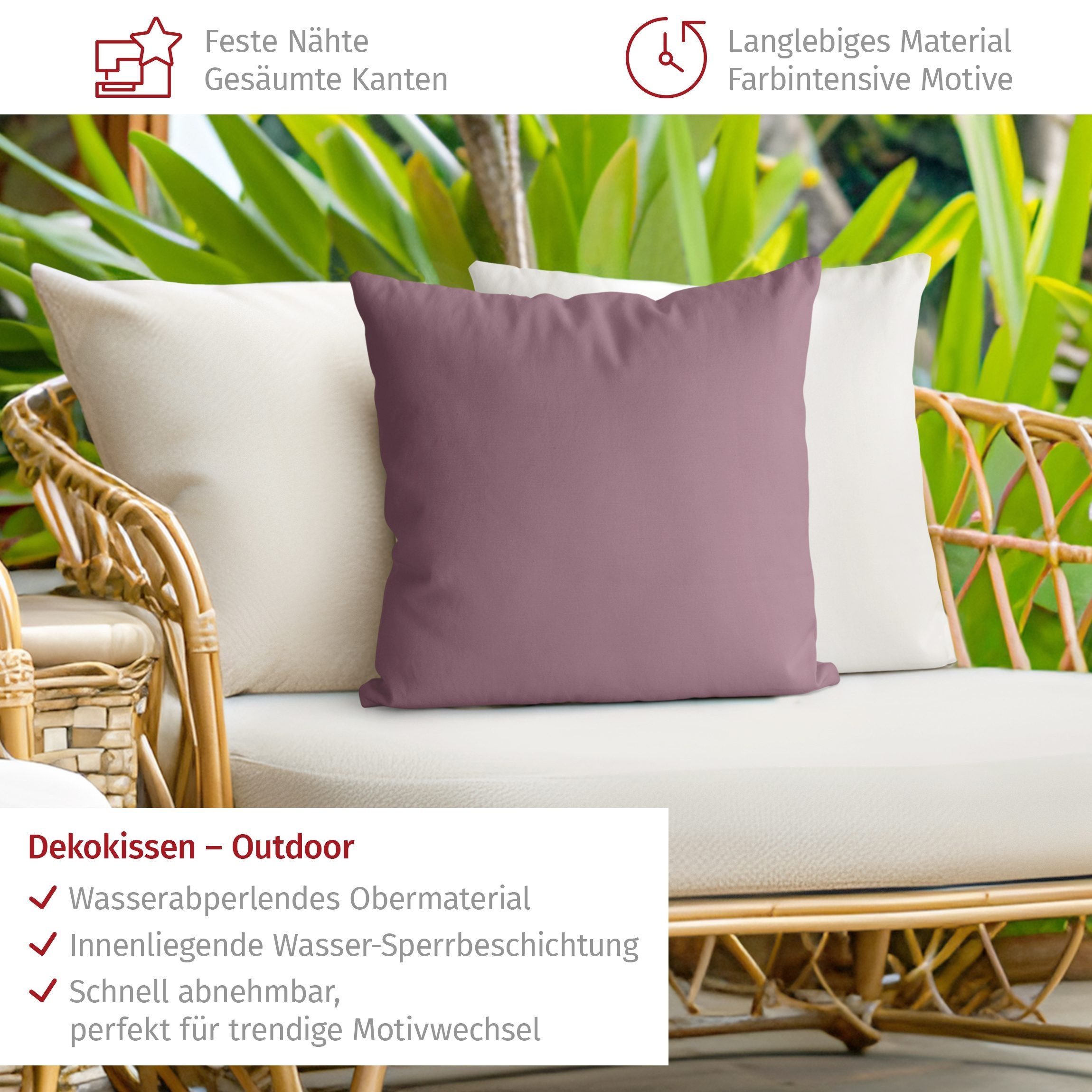 Bilderdepot24 Dekokissen drinnen Kissenhülle/ Sofakissen/ Zierkissen violett mit Motiv Unifarbe, Bezug mit / ohne Füllung Zierkissen Outdoor Sofa Bett – Bild 4 von 5