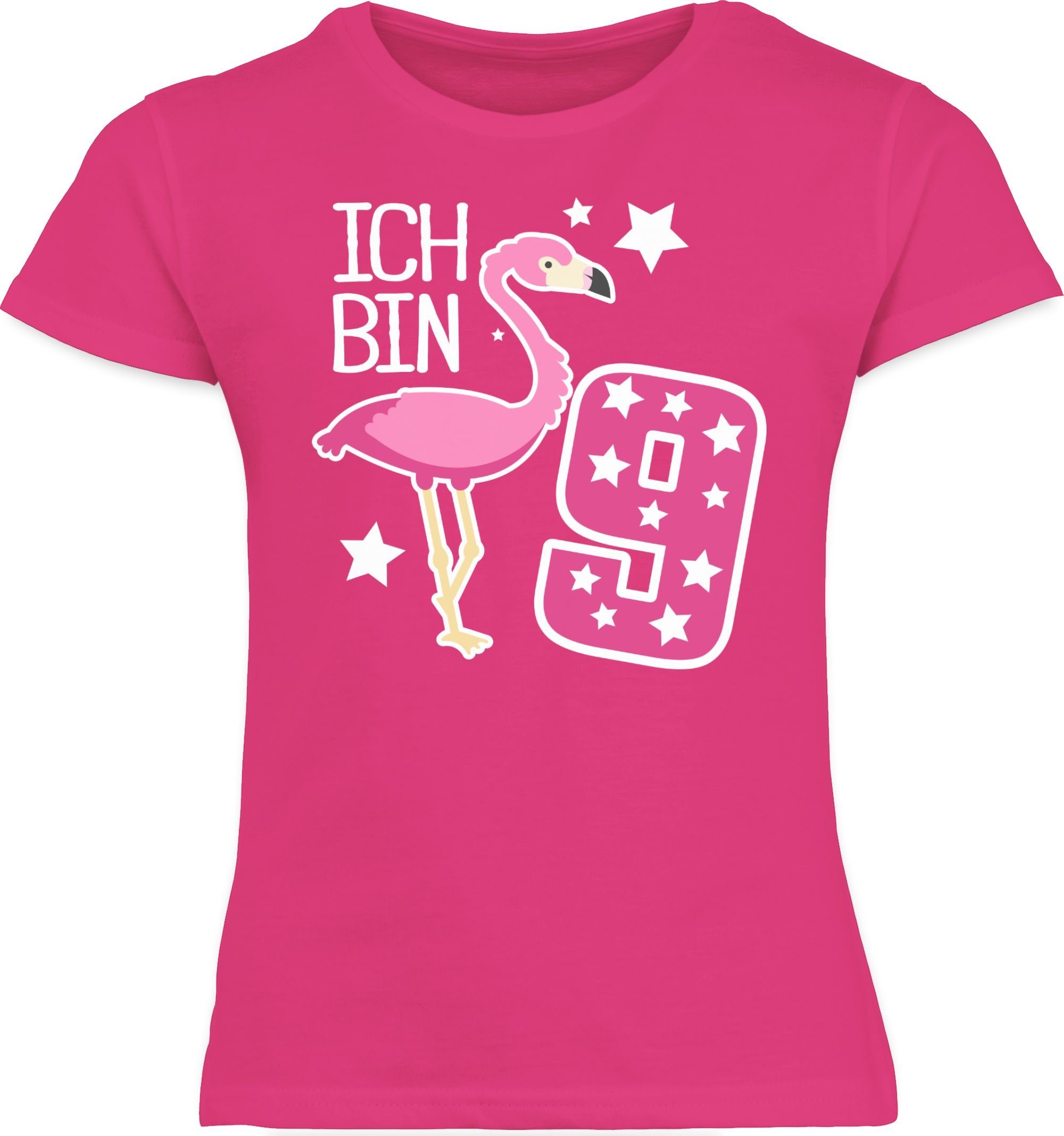 9. Flamingo Geburtstag Fuchsia 2 neun Shirtracer T-Shirt Ich bin