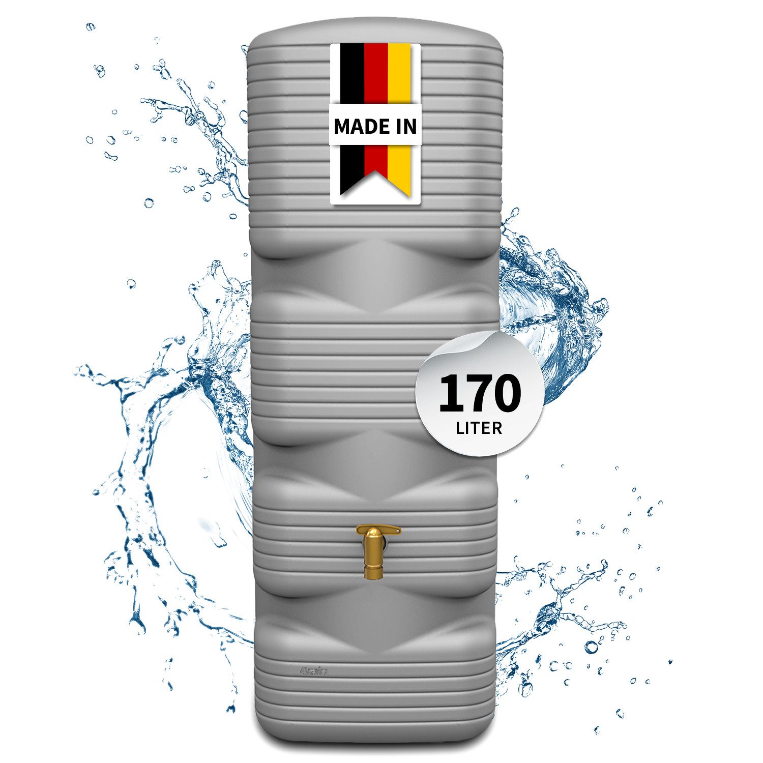 4rain Regentonne QUADRO Wandtank 170 Liter betongrau