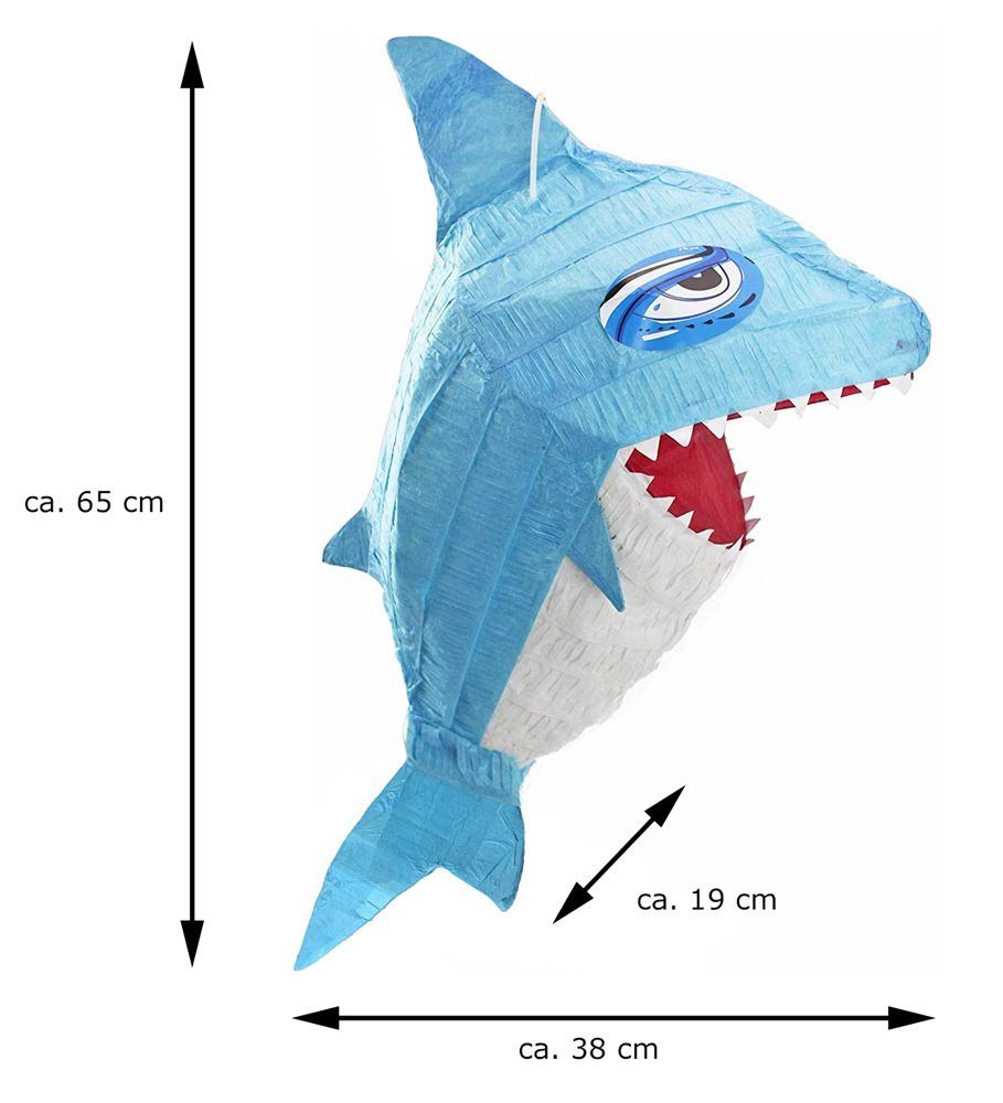 Funny Fashion Pinata Geburtstags Dekoration, Blauer Hai - 65 x 19 x 38