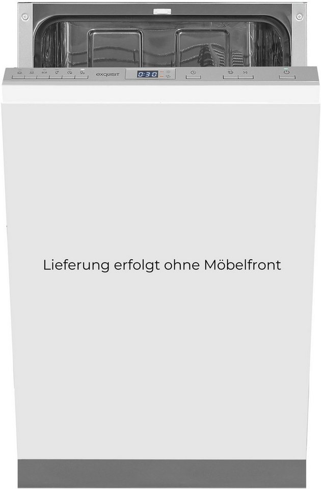 exquisit vollintegrierbarer Geschirrspüler EGSP2109-E-030E silber, 9 l, 9 Maßgedecke, Kompakt und ideal für kleine, schmale Nischen, kleine(Single)Haushalte
