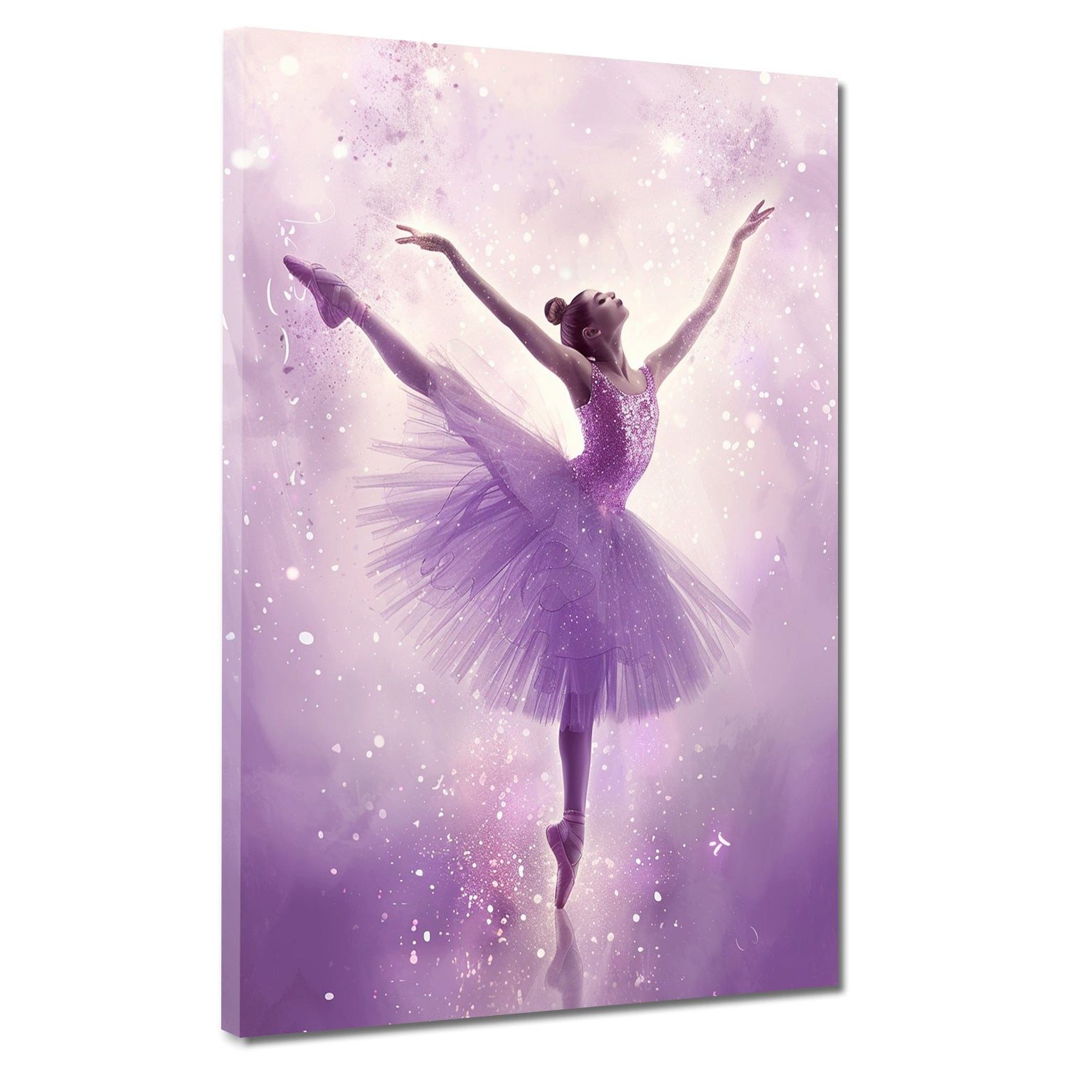 Artedinoi Leinwandbild Ballerina zartes Violett Flieder Leinwandbild Wandbild XXL Deko, Ballerina in Violett