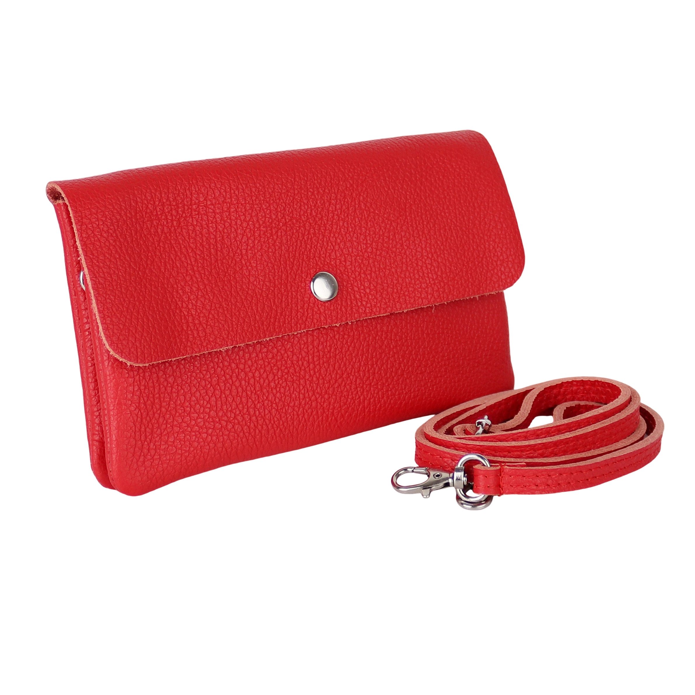 MIRROSI Clutch Damen, Crossbody Bag, Echtleder made in Italy ca.20x12x2cm (Leopard Leo Muster und Unifarbe), Umhängetasche, Schultertasche für jeden Anlass
