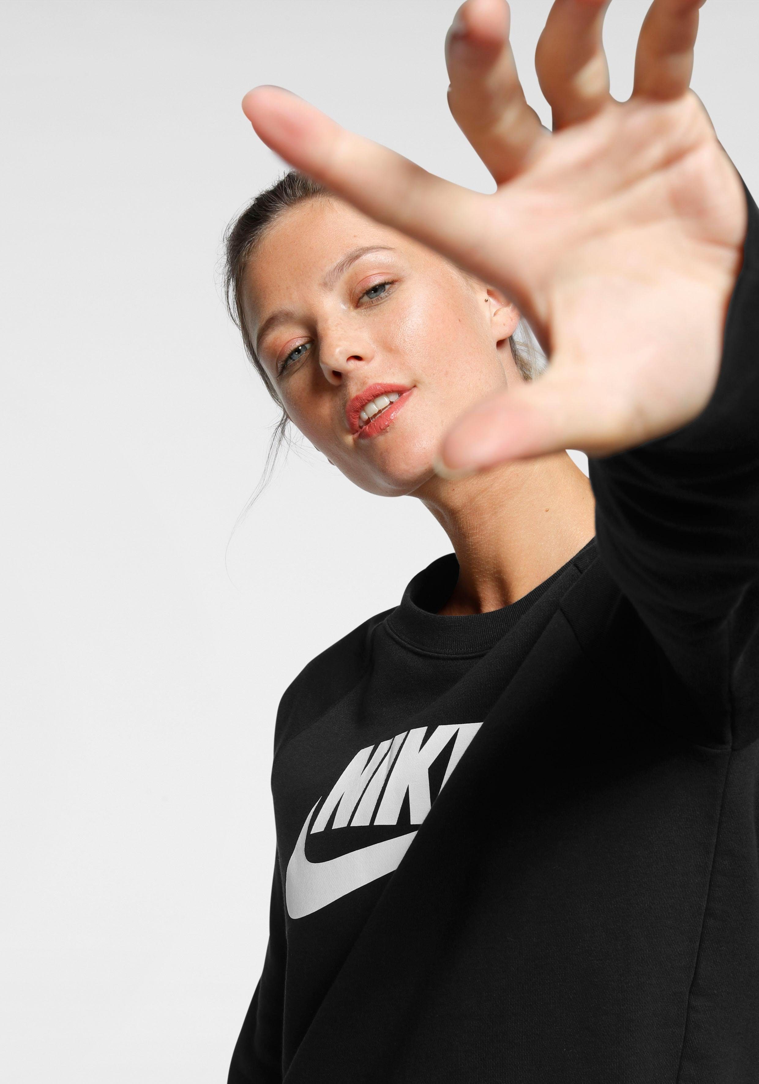 schwarz-weiß Nike CREW Sportswear FLEECE WOMEN Sweatshirt ESSENTIAL