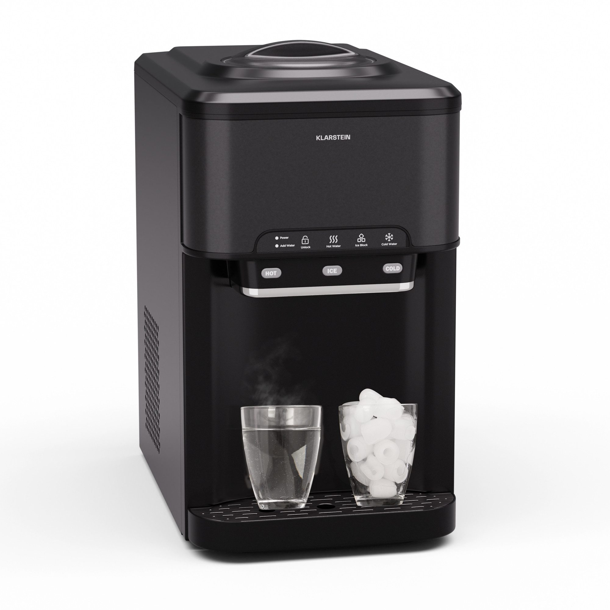 Klarstein Eiswürfelmaschine Aqueous Eiswürfelbereiter, Edelstahl Bulleteis für Zuhause 20kg/Tag LED Display 3 L Ice Maker