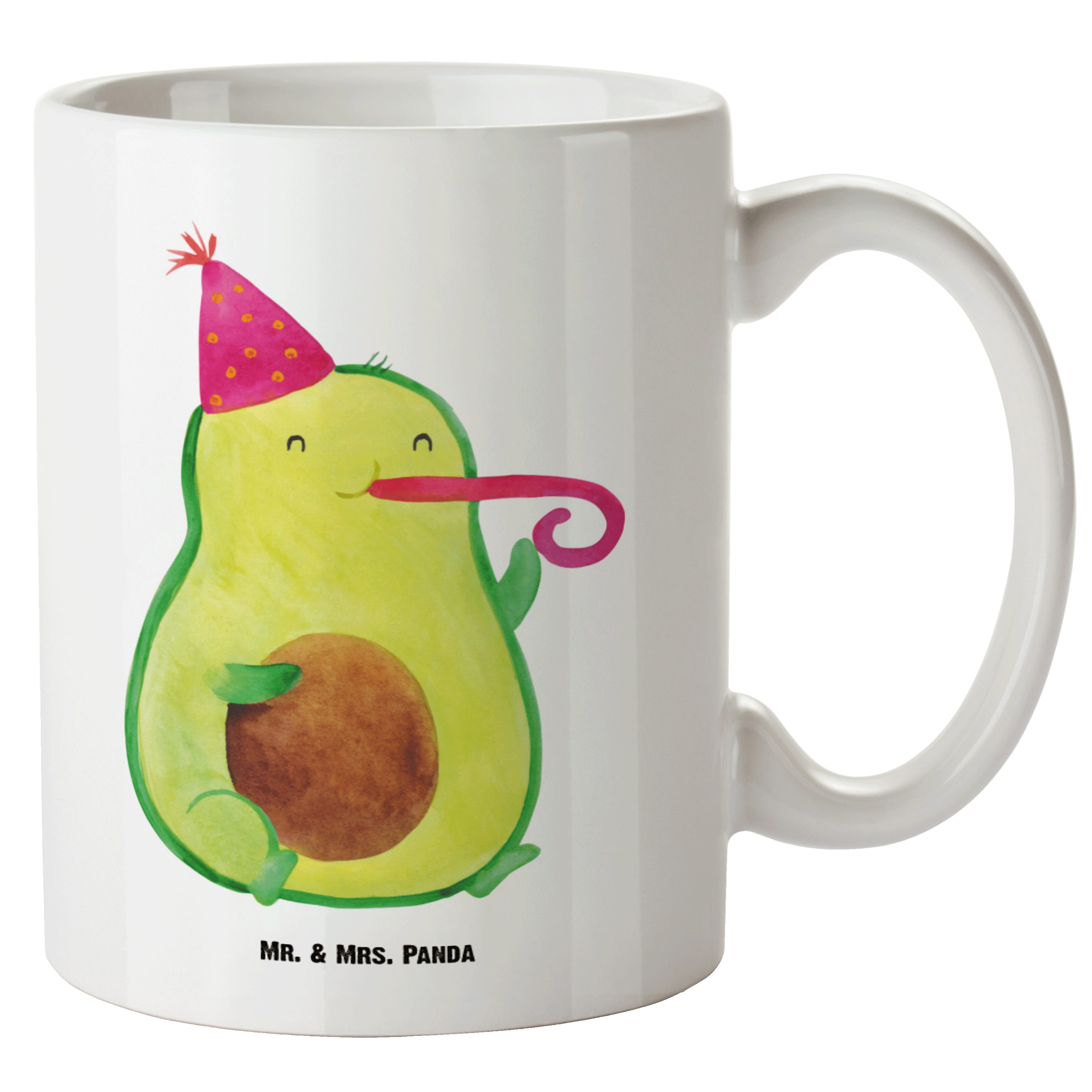 Mr. & Mrs. Panda Tasse Avocado Partyhupe - Weiß - Geschenk, Fete, Groß, XL Tasse, Große Tass, XL Tasse Keramik