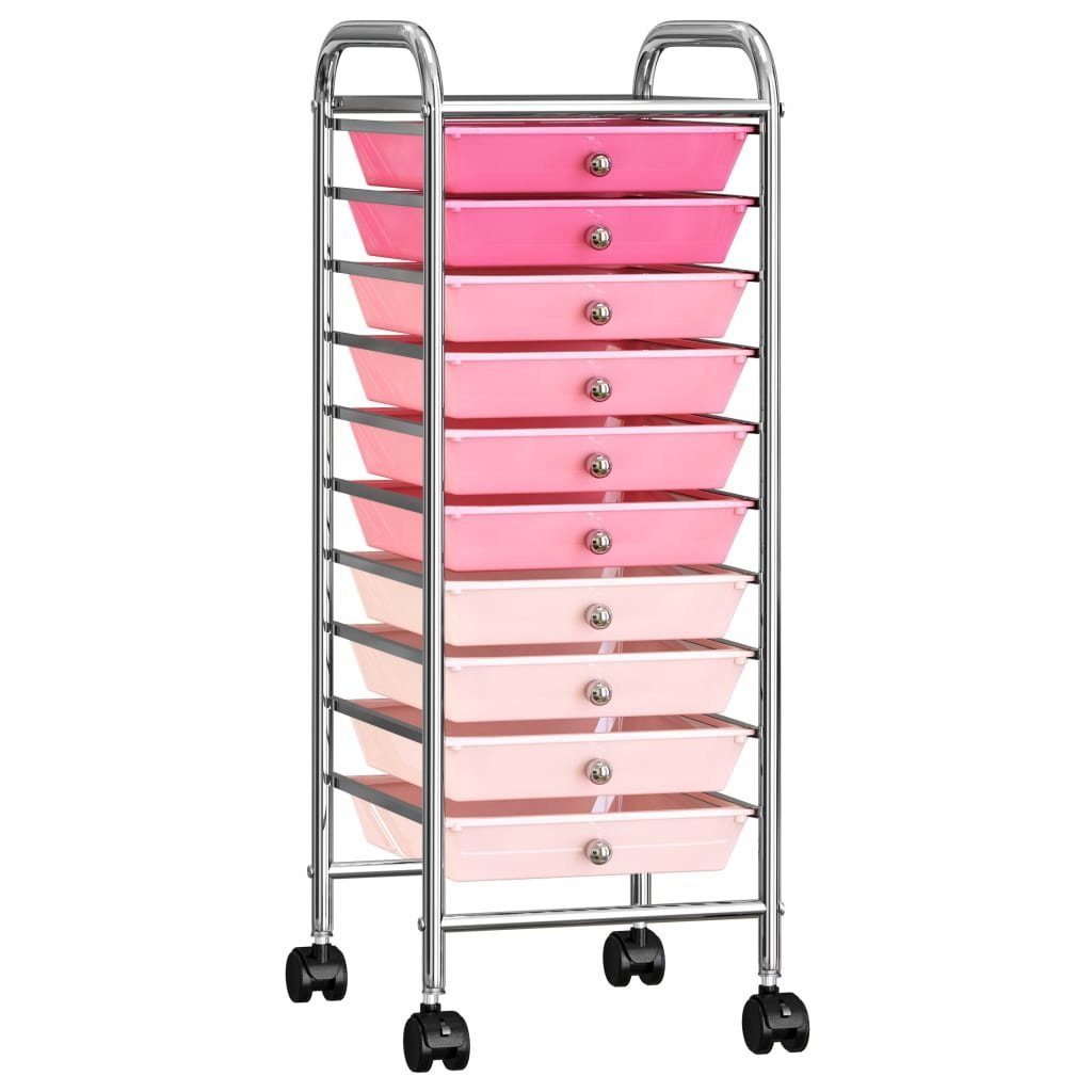 vidaXL Rollwagen Schubladenwagen mit 10 Schubladen Ombre Rosa Kunststoff, (10 St)