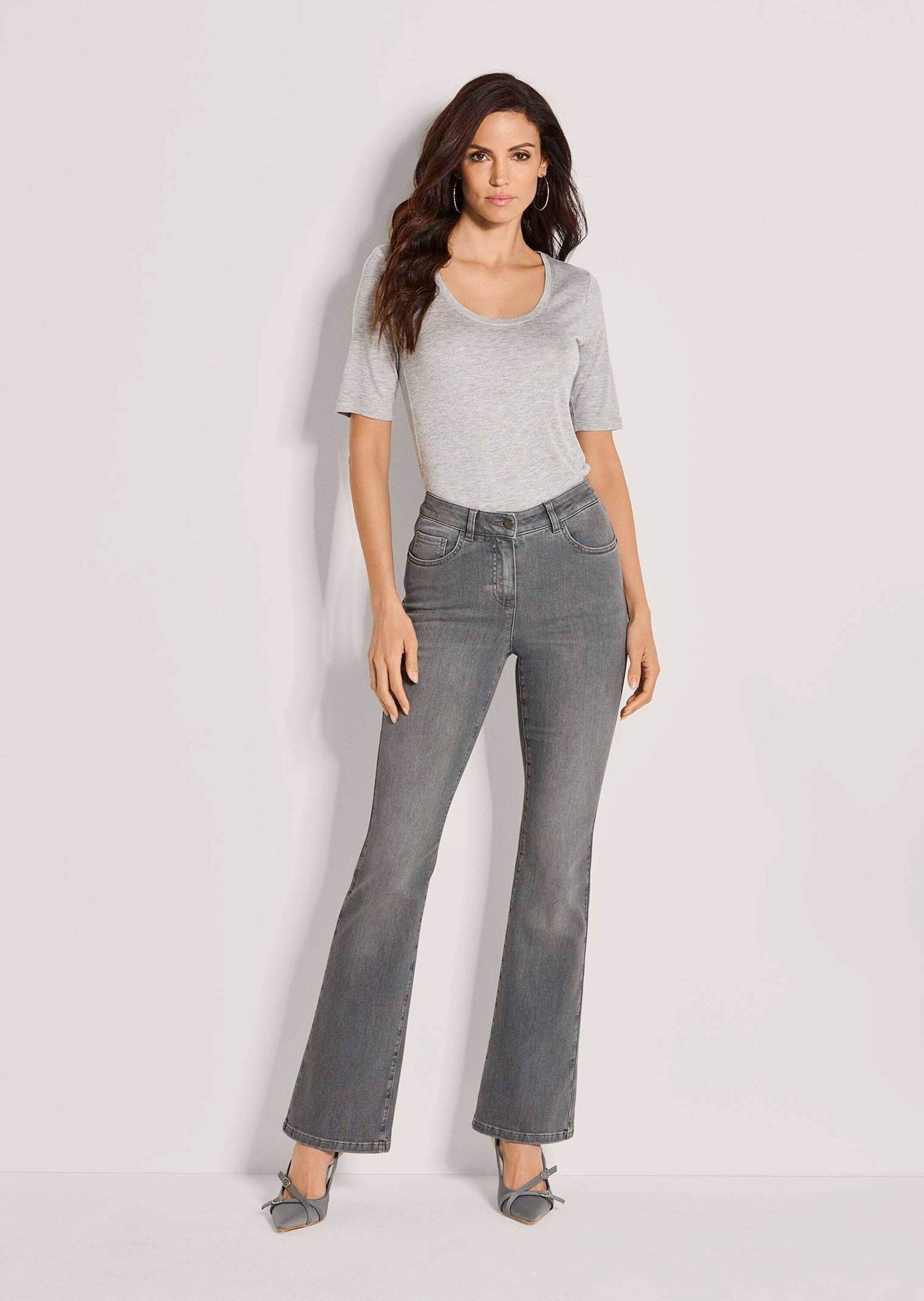 MADELEINE Gerade Jeans Five-Pocket-Jeans im Bootcut-Style Denimjeans mit ausgestellten langen Beinen und Ziersteppnähten