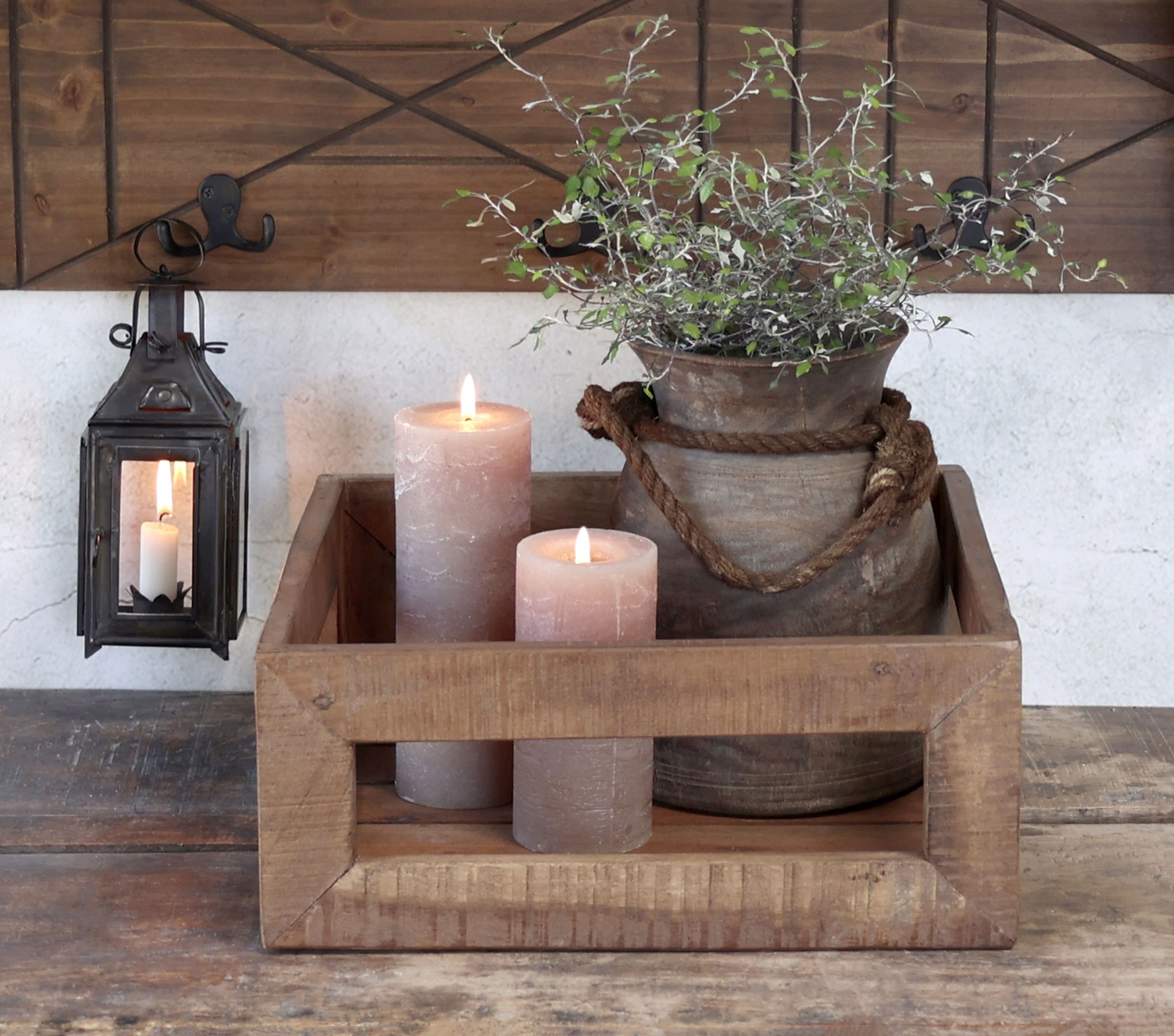 Chic Antique Holzkiste Holzkiste Kiste Kasten offen aus Holz Grimaud 35x35cm Chic Antique