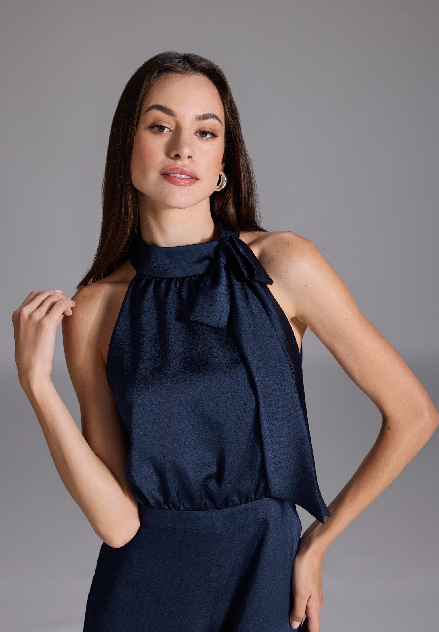 SWING Jumpsuit - Ärmelloser Jumpsuit mit Schluppe Oberteil in lockerer Passform