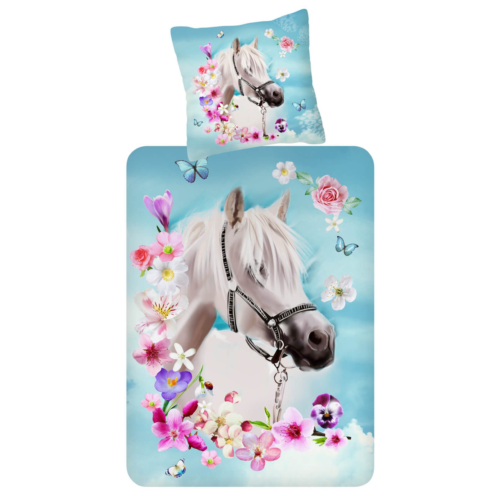 ESPiCO Kinderbettwäsche My Beauty Trendy Bedding, Baumwolle, 2 teilig, Tiermotiv, Orchideen, Schmetterlinge