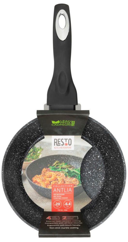 RESTO Kitchenware Bratpfanne Antlia, tiefe Pfanne mit ergonomischem Soft-Touch-Griff, Aluminium (1-tlg), Marmor-Antihaftbeschichtung, 4-lagig, für alle Herdarten geeignet