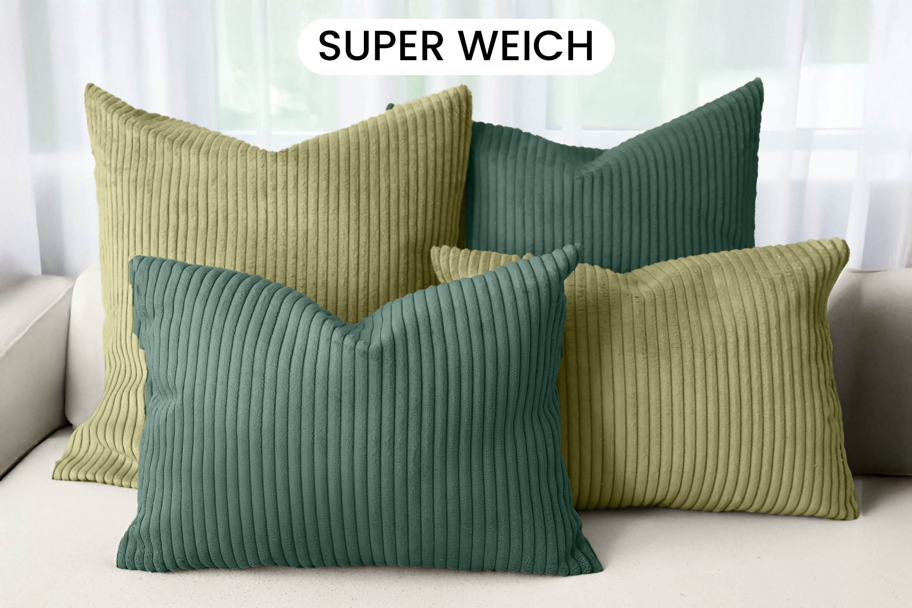 Amilian Dekokissen - Kissen Set 4er - Sofakissen mit Füllung 2x 50x50 + 2x 35x45cm, (4 Stück) Kuschelkissen - Zierkissen mit Kissenfüllung - Couchkissen