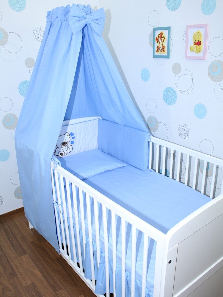 Babybettwäsche Baby Bettset -5-6 teiliges Set mit Vollstoff Himmel Nestchen- HERZEN