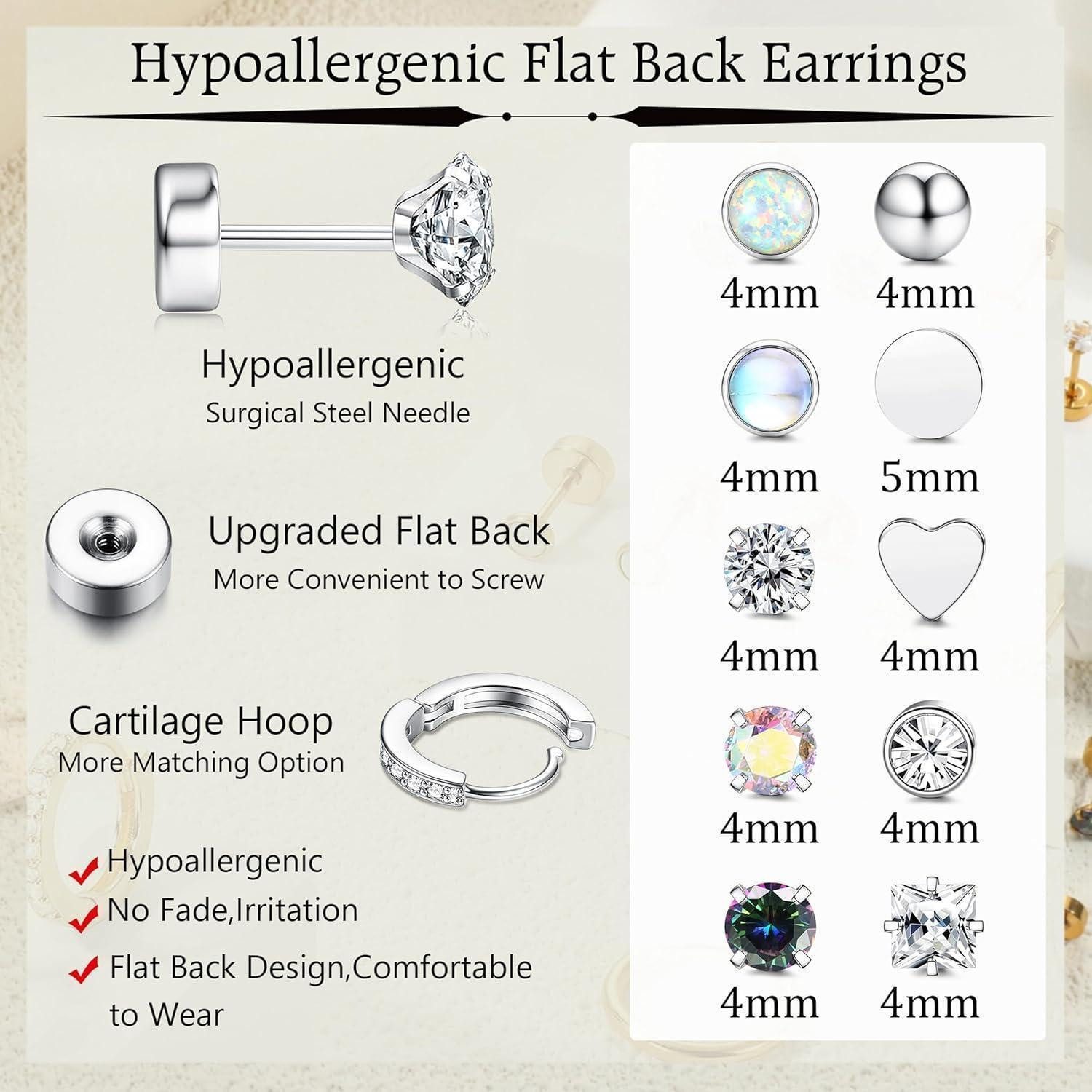 LuxusKollektion Ohrring-Set 12 Paar Silber/Gold Ohrringe Set Damen Herren Zirkonia Opal Creolen
