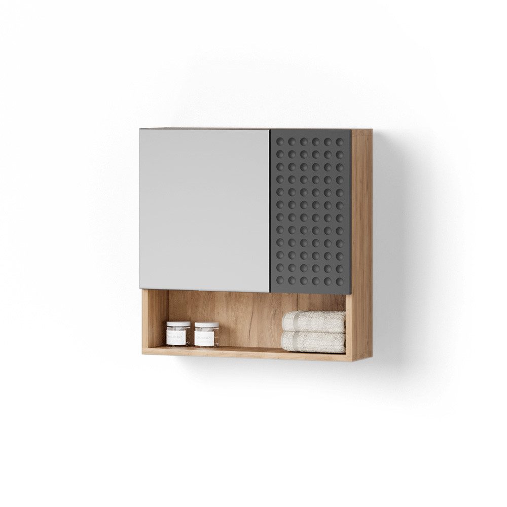 Livinity® Badezimmerspiegelschrank Ronco, Anthrazit gepunktet/Goldkraft Eiche, 54 x 55 cm (1-St)