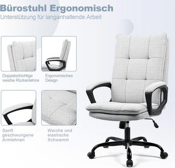 BASETBL Bürostuhl ergonomischer Schreibtischstuhl, Drehstuhl, Stoff Chefsessel, Neigungswinkel von 90° bis 110°, bis 150 kg belastbar