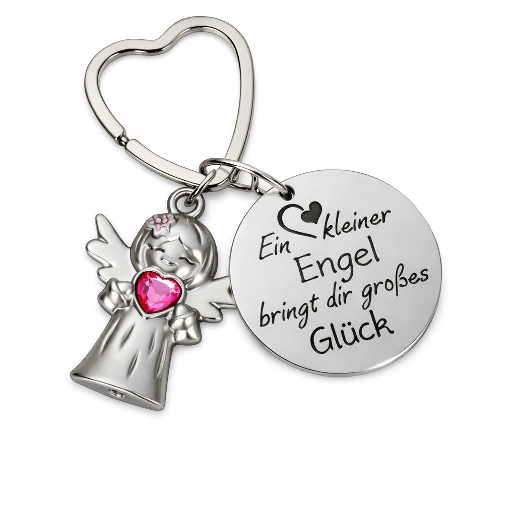 Schlüsselanhänger Schutzengel Anhänger Schlüssel Engel mit Herz und Spruch - aus Metall