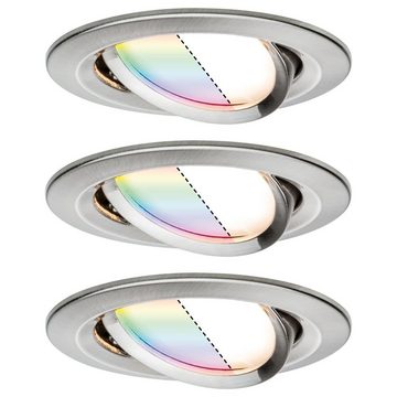 Paulmann LED Einbauleuchte LED Deckeneinbaustrahler Nova in Eisen-gebürstet 2,5W 85lm RGBW 3-er, keine Angabe, Leuchtmittel enthalten: Ja, fest verbaut, LED, warmweiss, Einbaustrahler, Einbauleuchte