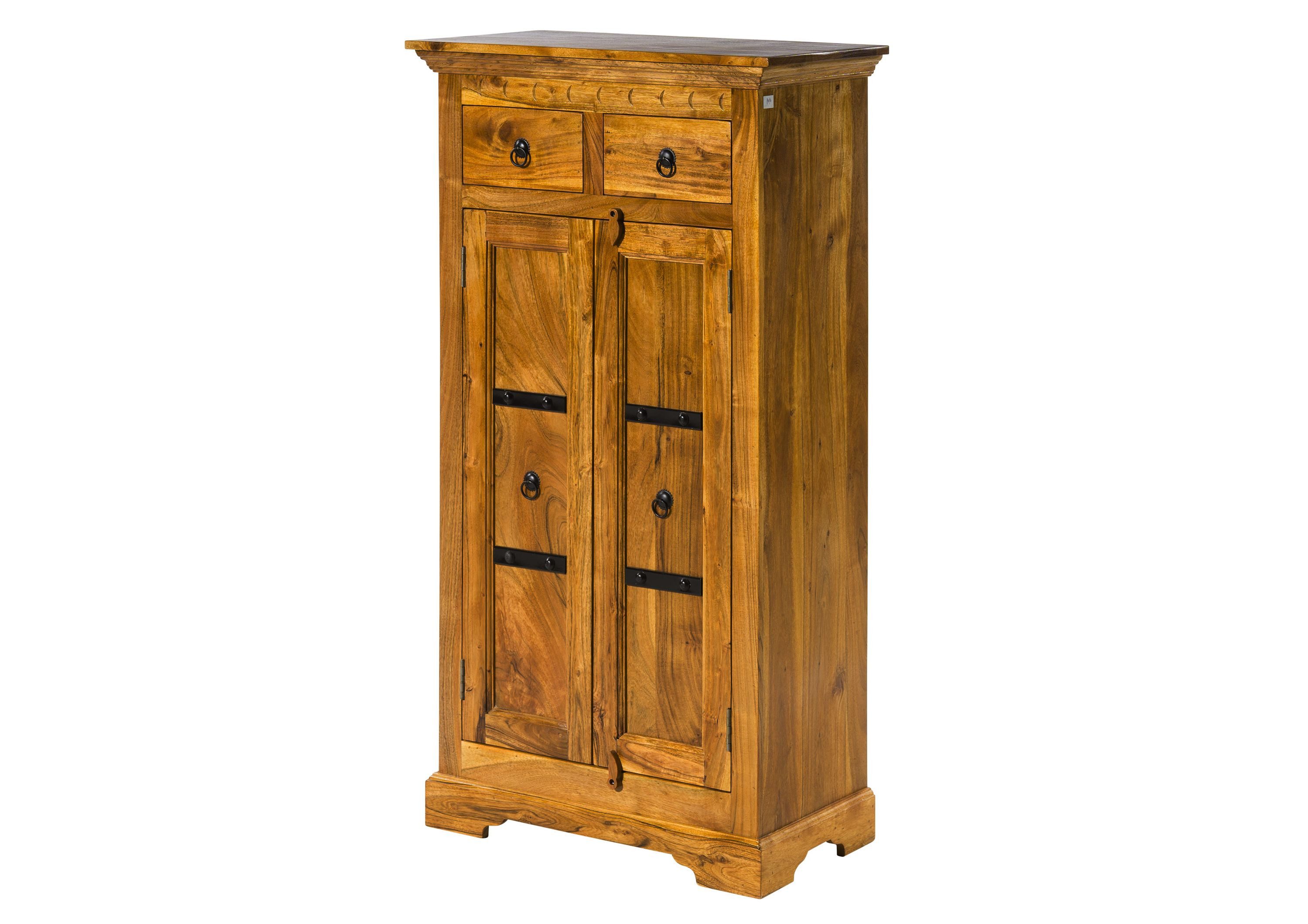 Massivmoebel24 Dreh-/Schwebetürenschrank OXFORD (Schrank Akazie 72x38x132 honig lackiert OXFORD #0525) Schrank Akazie 72x38x132 honig lackiert OXFORD #0525