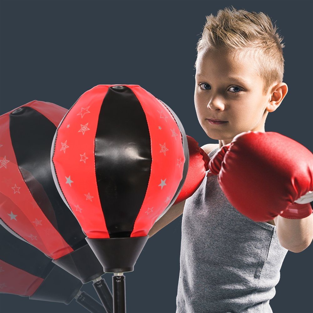 Feel2Home Boxsack Kinder Standboxsack + Boxhandschuhe verstellbar Punching Ball Boxbirne (Trainingsset, 1-tlg., 4-teiliges Set), Spezieller Gummi-Ball