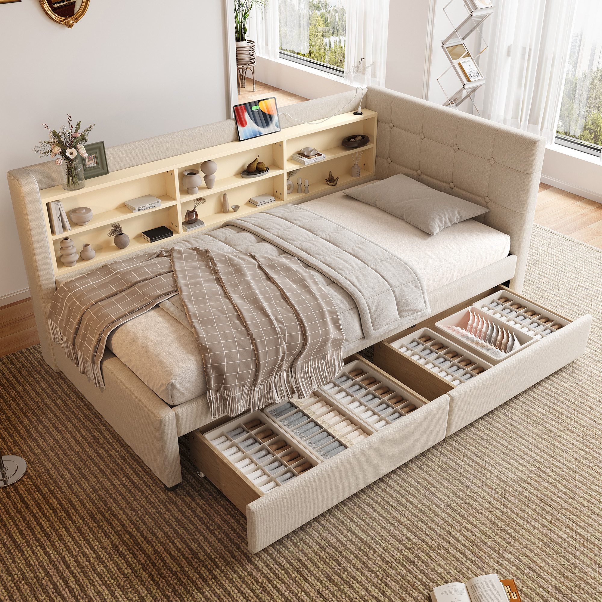 Flieks Daybett, Polsterbett Tagesbett Schlafsofa 90x200cm günstig online kaufen