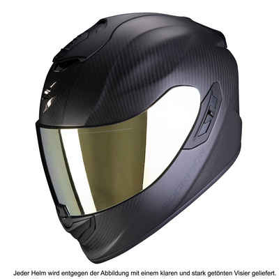 Scorpion Exo Motorradhelm Exo-1400 Evo Carbon Air schwarz matt, Sport Touren Helm aufpumpbare Polster Pinlock Sonnenblende 2. Visier